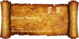 Béres Margit névjegykártya